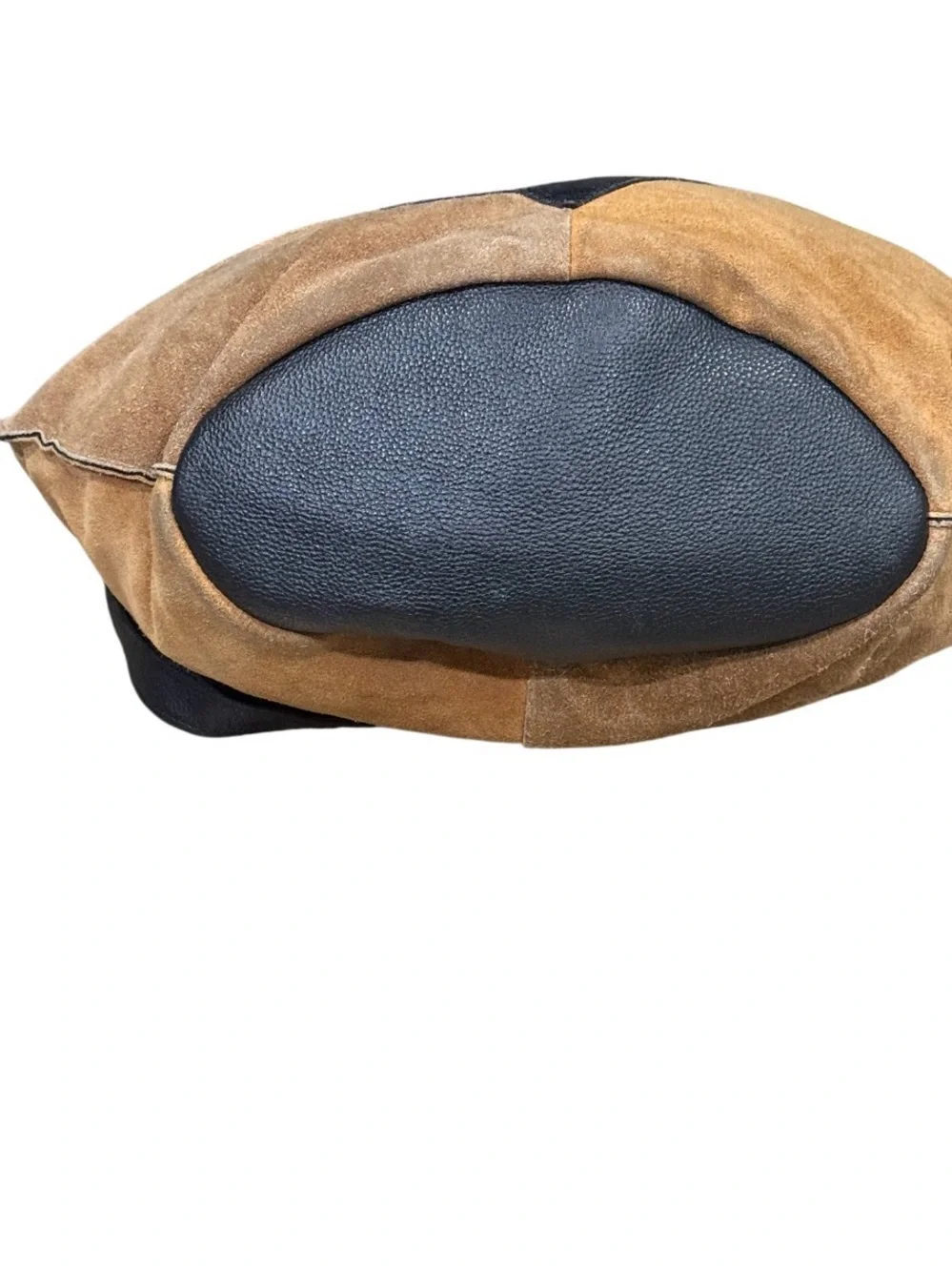 Free People Suede Patchwork Drawstring Hobo Bag Tan Black Boho